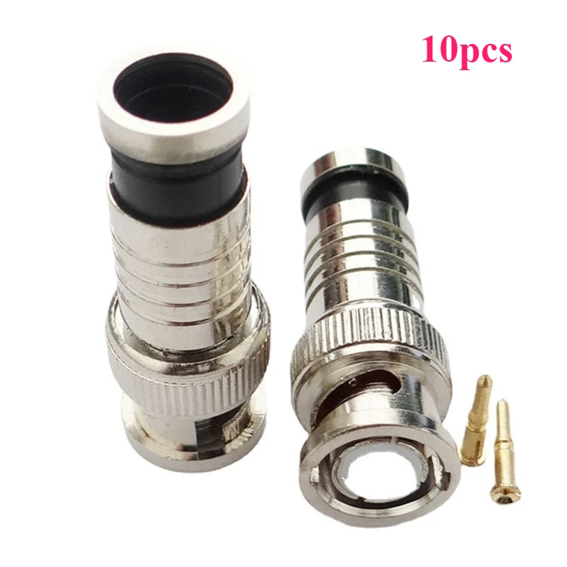 

10Pcs BNC 75-5 extrusion head, all-copper compression/extrusion BNC head (Q9) head, solder-free video head with copper needle
