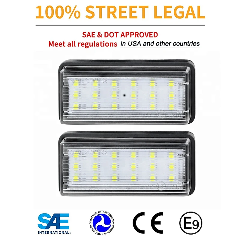 2Pcs No Error LED Number License Plate Lights Lamps For Toyota Land Cruiser J100 J120 J200 Reiz Mark X Lexus LX470 LX570 GX470