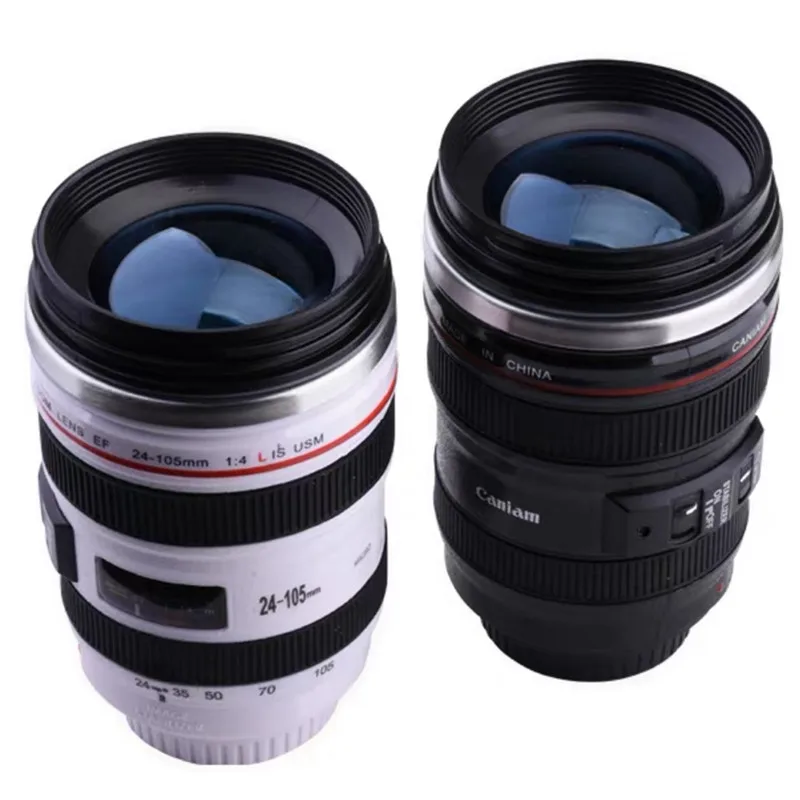 380ml Camera Lens Coffee Mug Stainless Steel With Lid Creative Cup Gift For Photographer Travel Lovers