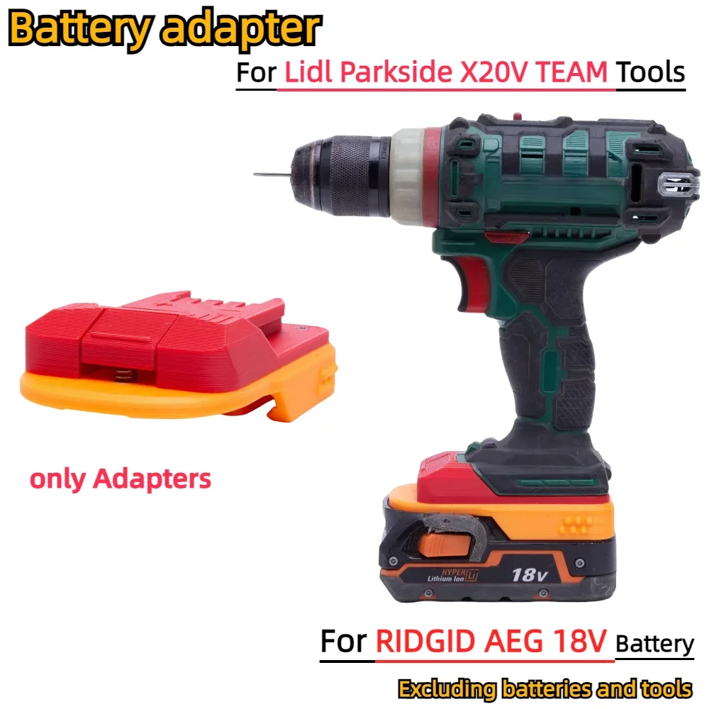 For RIDGID AEG 18V Lithium Ion Adapter/Converter To Lidl Parkside X20V TEAM Series Cordless Power Tools Accessory(Only Adapter)