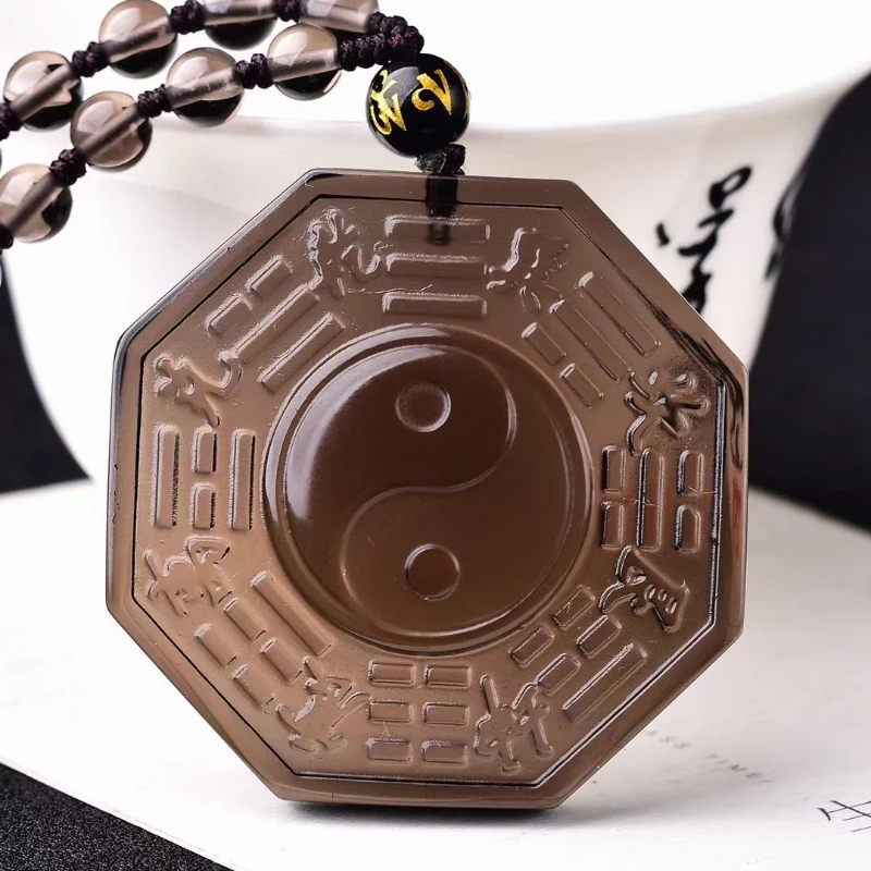 

Obsidian Gossip Pendant Yin and Yang Five Elements Charm Nine Palace Men and Women Taiji Necklace Taoist Ornament