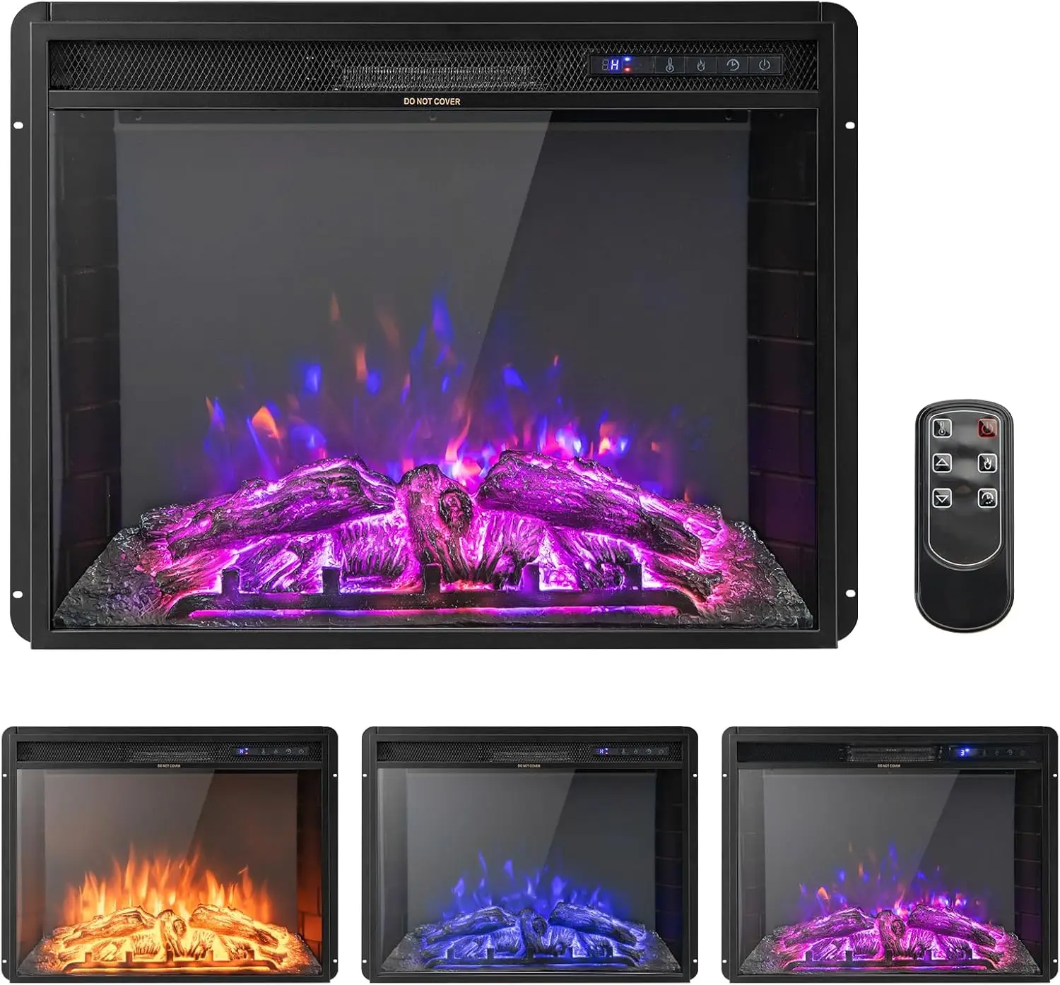 

Electric Fireplace Insert 26-inch Wide 5,000 BTU Recessed and Freestanding Fireplace Heater with Remote Control 3 Flame Colors