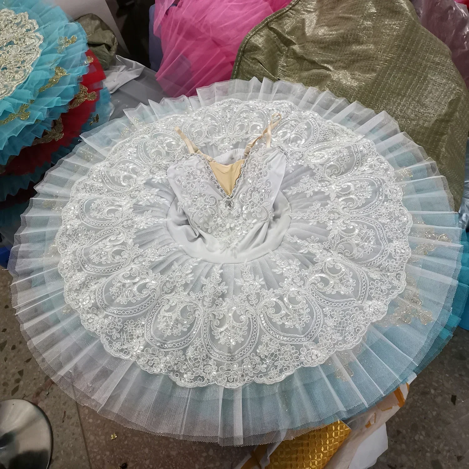 Falda tutú de Ballet con tirantes para niños, trajes de actuación de baile del lago de los cisnes blancos, ropa de baile de belleza