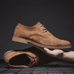 Zapatos informales de tendencia inglesa para Hombre, calzado de vestir de ante Oxford, cuero de boda, planos, talla grande mn