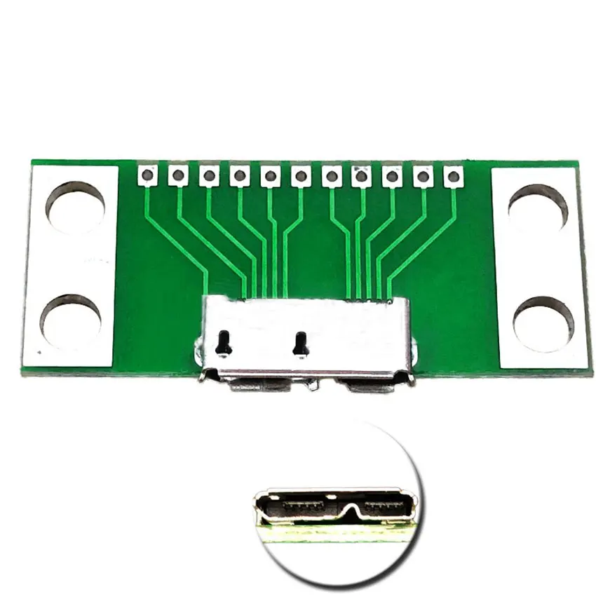 1PC MICRO USB3.0 B-type PCB Direct Insertion Test Female Head Mobile Hard Drive Female Socket Interface Adapter Board Connector