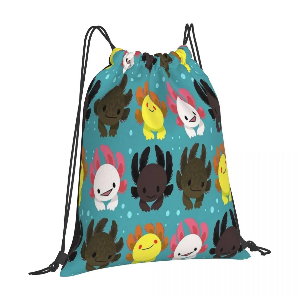 Axolotl Squad Drawstring Bag Backpack bag lightweight gothic rope backpack