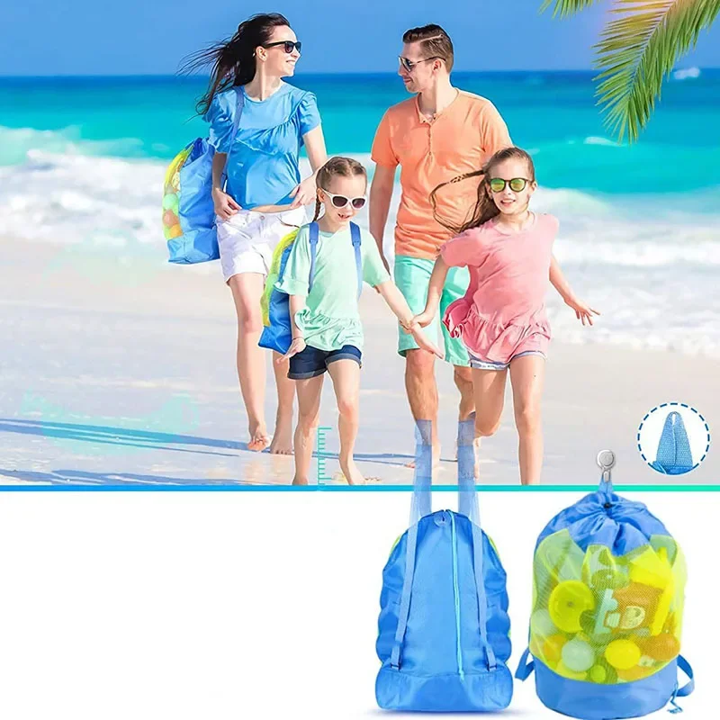 Portable Beach Bag Foldable Mesh Swimming Bag Toys Basket High Capacity Storage Bag for Kids Outdoor Children Swimming Dry Sack