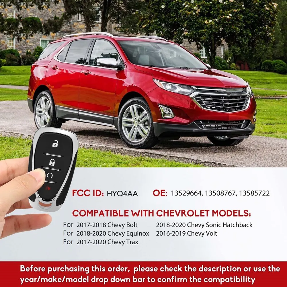 Key Fob รถ Keyless Entry รีโมทคอนโทรลสําหรับ Chevy Bolt Equinox Trax Sonic โวลต์เปลี่ยน HYQ4AA 13529664 13508767