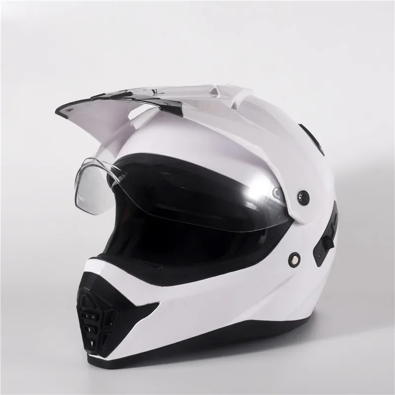 ECE Dirt Bike Helmet Off-Road Full Face Helmet for ATV Motocross MX Enduro Quad Sport, Magic beads, Large white