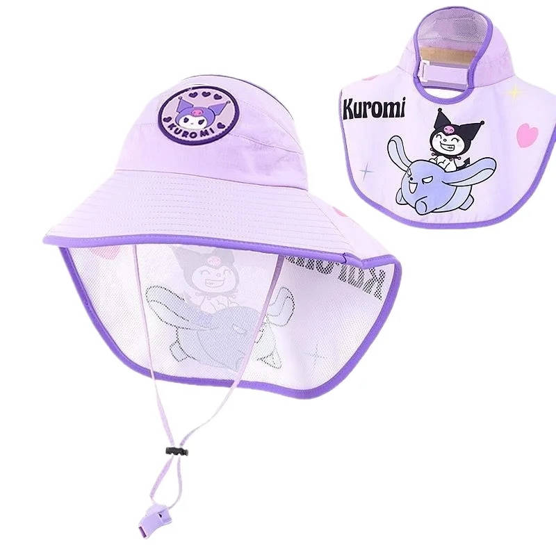 

New My melody Hello kitty Kuromi Cinnamoroll Pochacco High Value Kids Sun Hat for Students Outdoor Outing Big Hat Brim Sun Hat