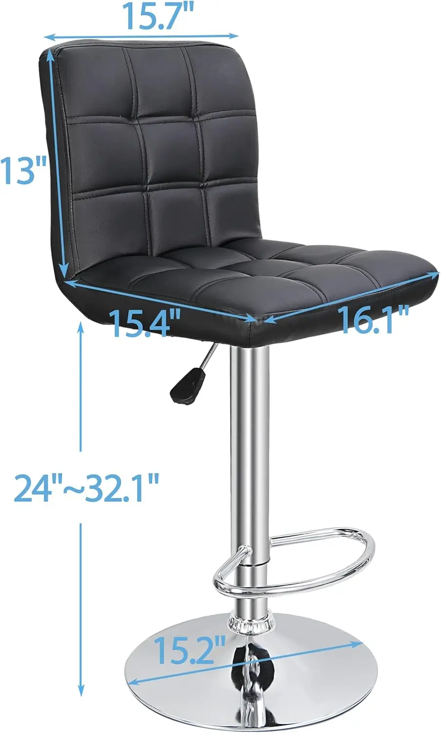 SUPER DEAL Set Adjustable Counter Height Swivel Stool with Square Back (4, Black)