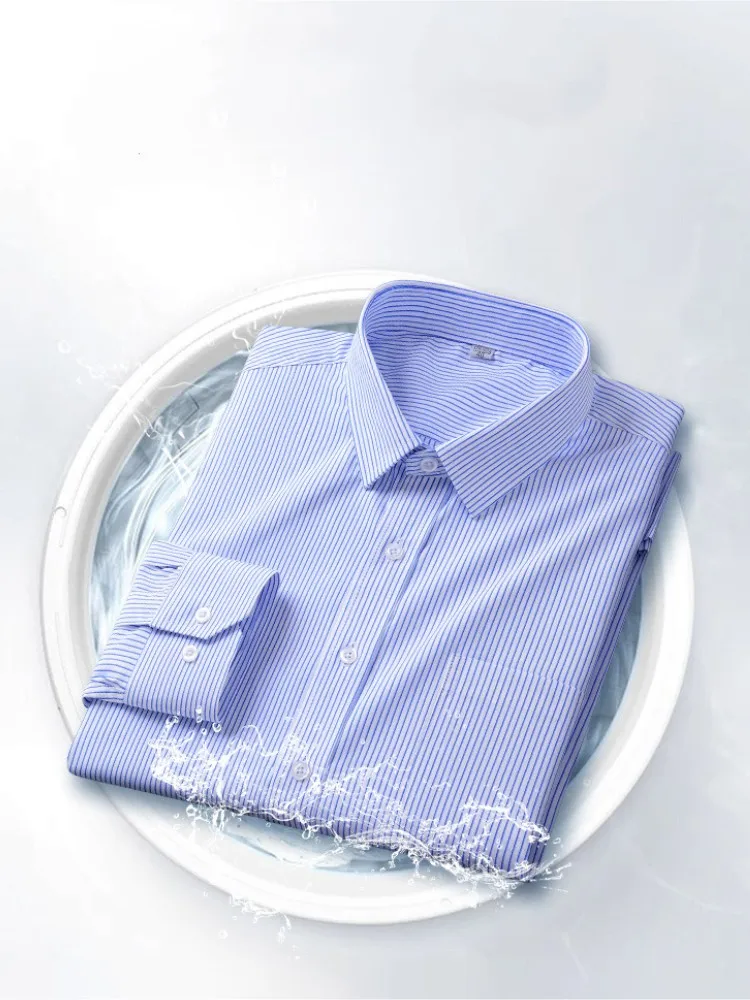 

Spring Comfortable Handsome Long-sleeved Men's Shirt Striped Business Lapel Shirts Classic Formal Wear Elastic Slim Fit Shirt
