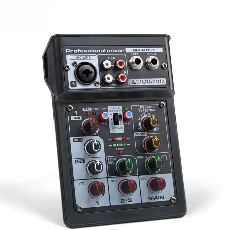 

Professional 3 way mixer with reverb bluetooth play multi mixer equalizer console XU3