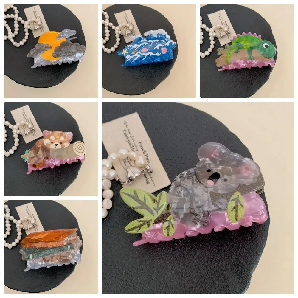 Pince à cheveux Koala en acrylique personnalisée, ours, créature marine, Animal, coiffure, dessin animé, grand requin, pour femme