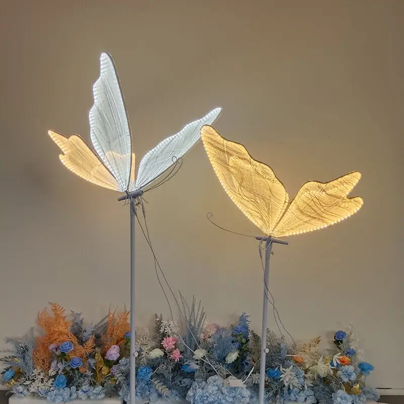 Wedding Decor Light Butterflies LED Blue Lace Lamp Romantic Creative Butterfly Lamps Road Load Walkway on Party Stage Lights.