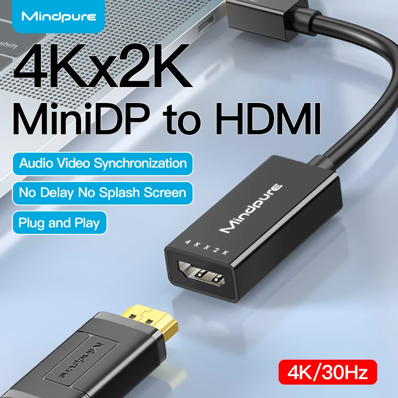 

Mindpure Mini DisplayPort to HDMI Adapter 4K 1080P Thunderbolt 2 Male to HDMI Female Cable Converter for MacBook Air Surface Pro