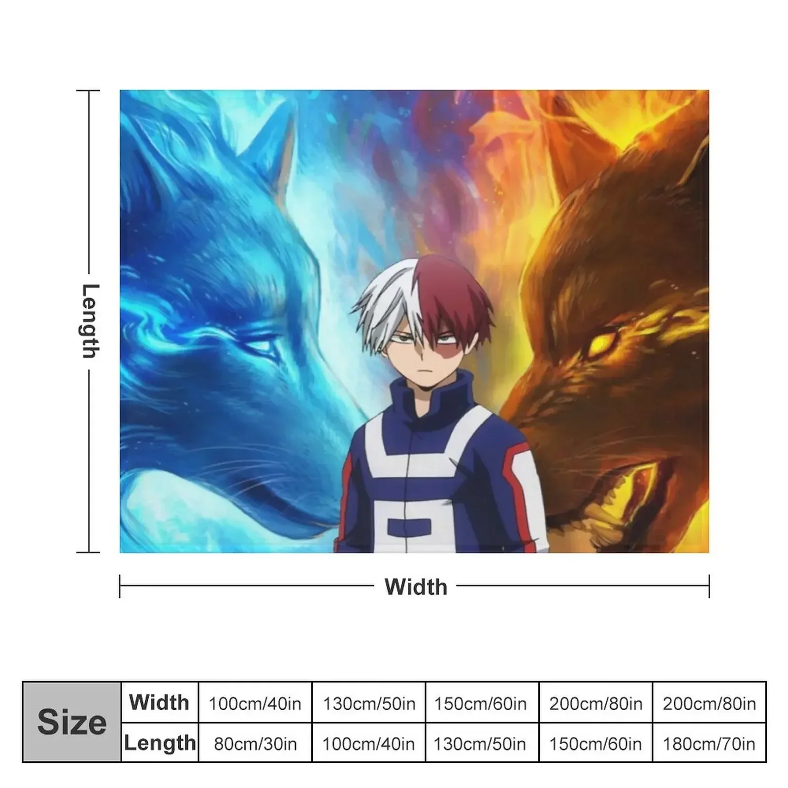 Todoroki Fire and Ice Throw Blanket Hairys Softest Cute Plaid Blankets