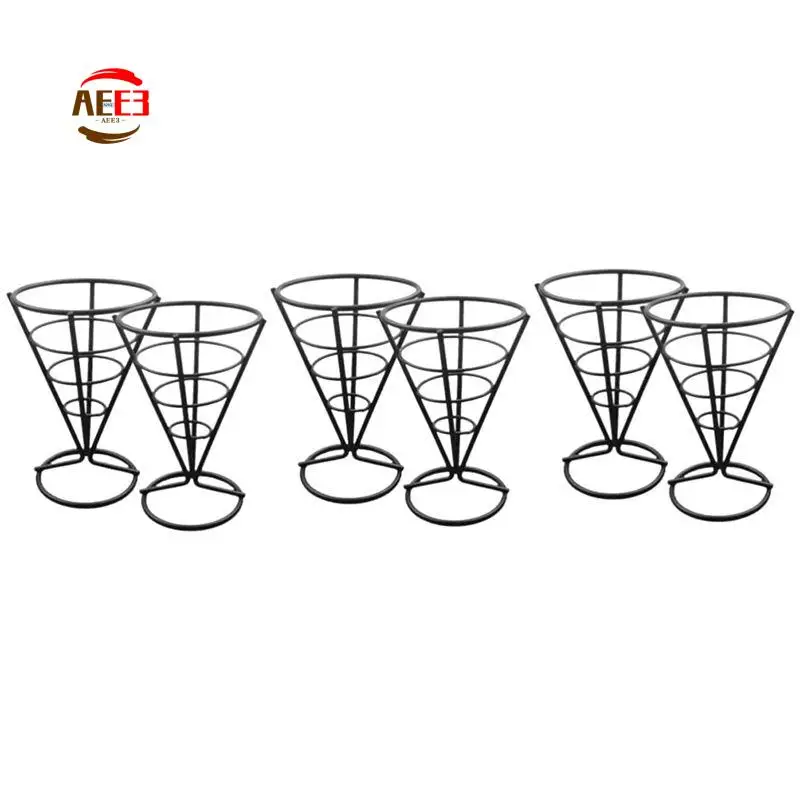 

AEE3-6 Pcs Wire Metal Cone Fried Basket Deep Fryer Basket Serving Chips Stand Display Stands Chicken Holder