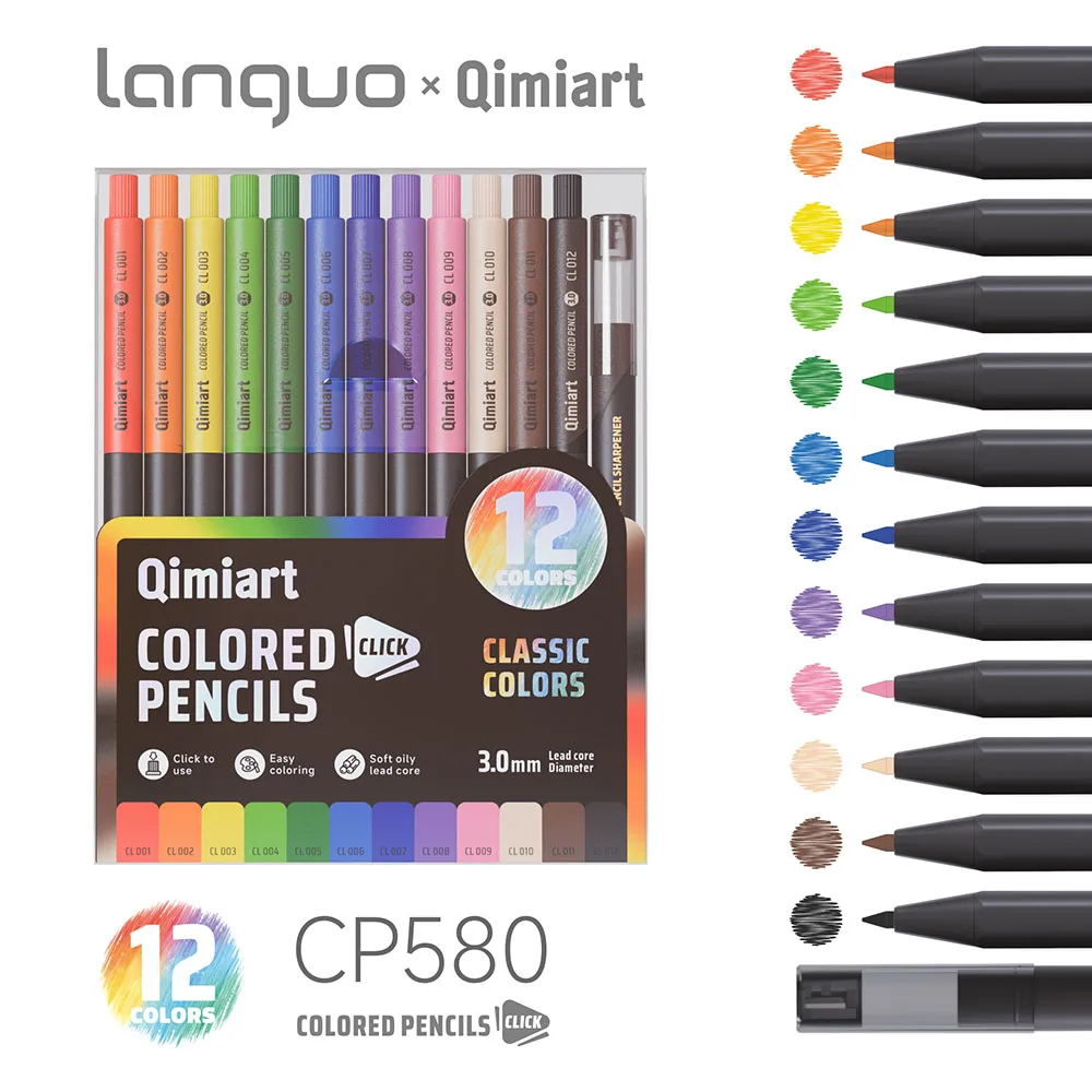 Languo 12/96 Farben Klick-Buntstifte 3,0mm Ölbasierte Weichkernstifte zum Zeichnen, Skizzieren, Malen für Malbücher und Kunstbedarf – Detail 26