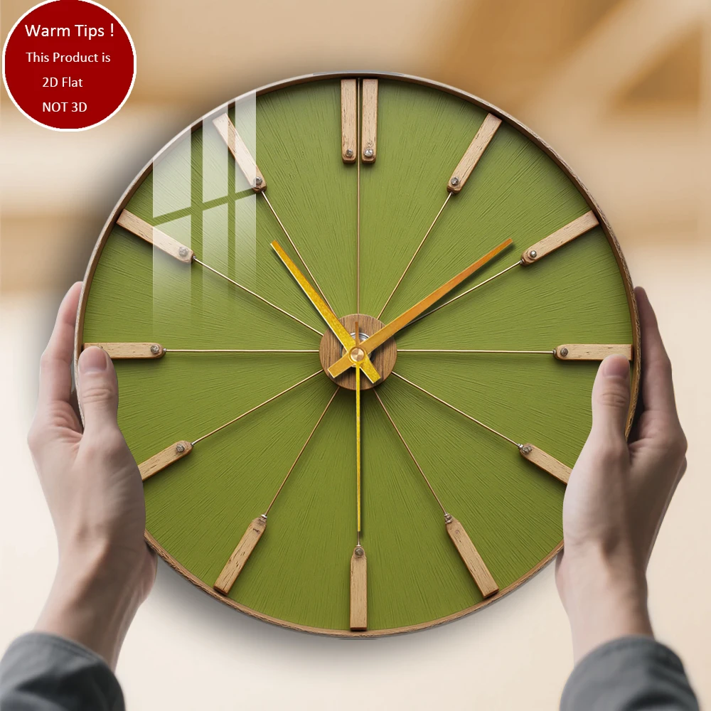 Tempered Glass Wall Clock Green Circular Wall Clock Suitable For Wall Decor or Tabletop Display Anywhere