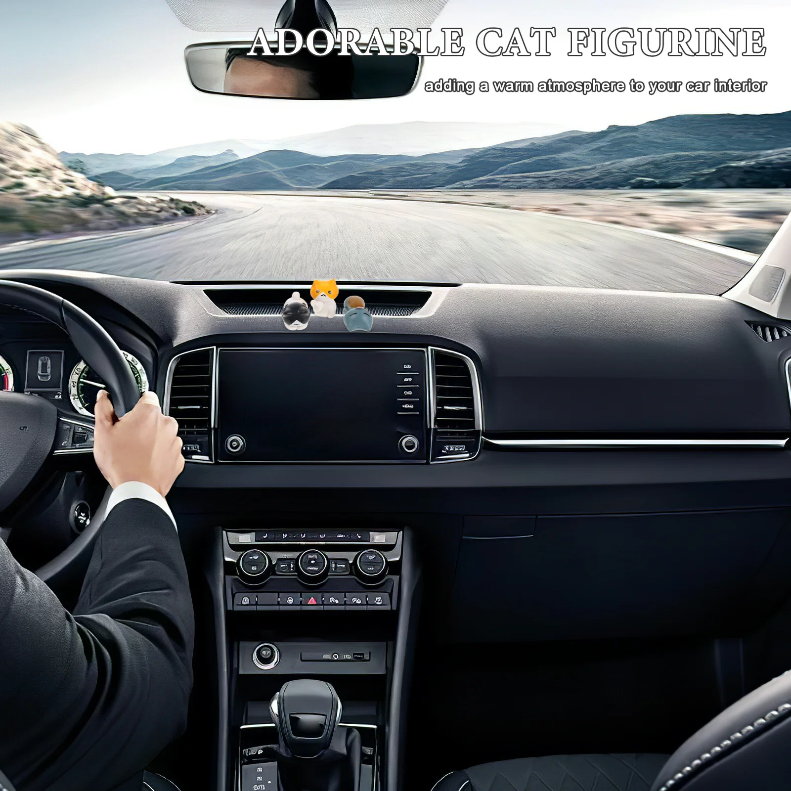 

6Pcs Cute Cat Car Accessories Miniature Cartoon Animal Dashboard Ornaments for Car Interior Decoration Cat Lover Gift