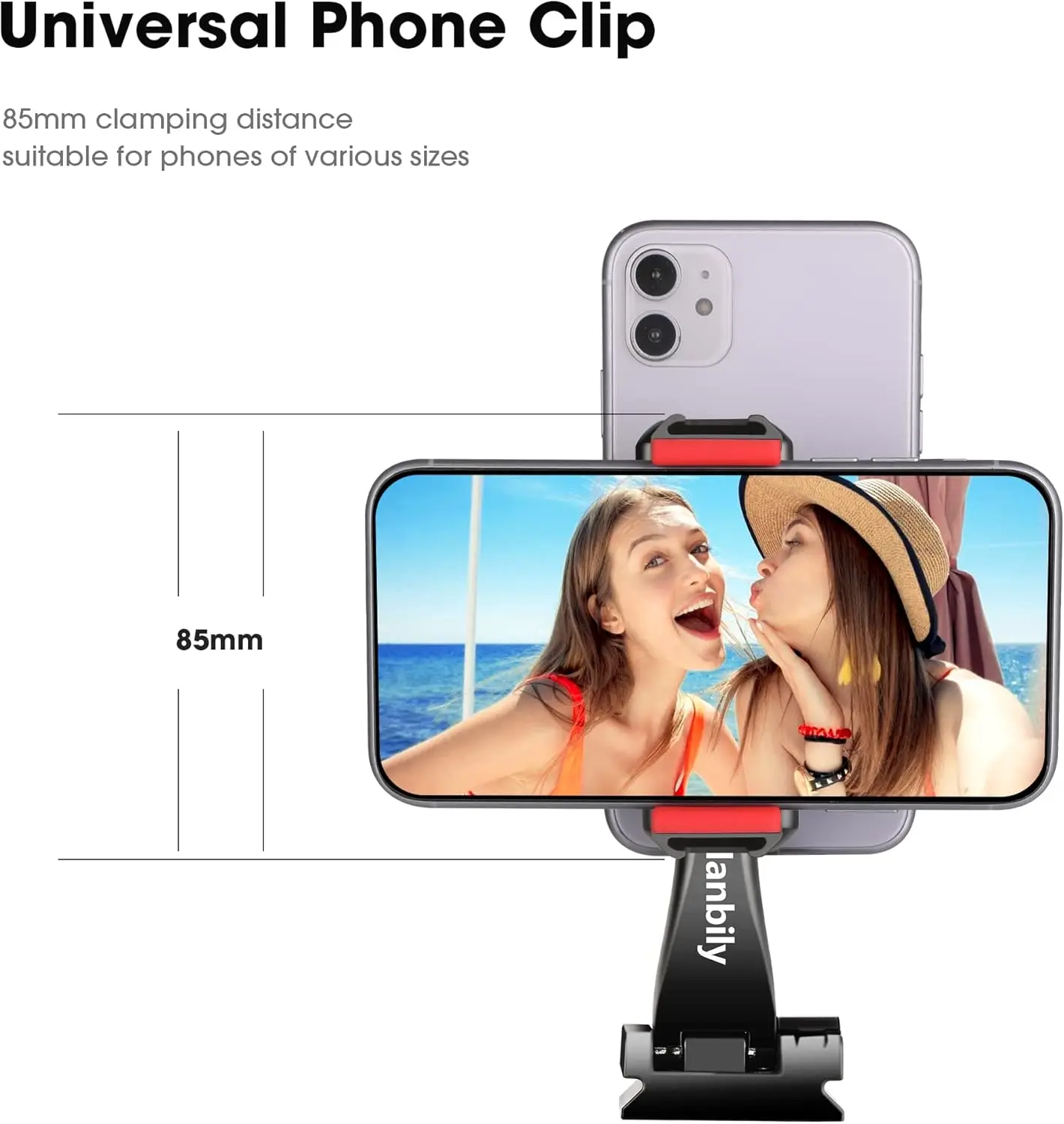 360° Rotatable Dual Cell Phone Holder Clip Clamp 4 Cold Shoe, 1/4\'\' Screw Tripod Monopod Selfie Stick Vlog Live Streaming Video