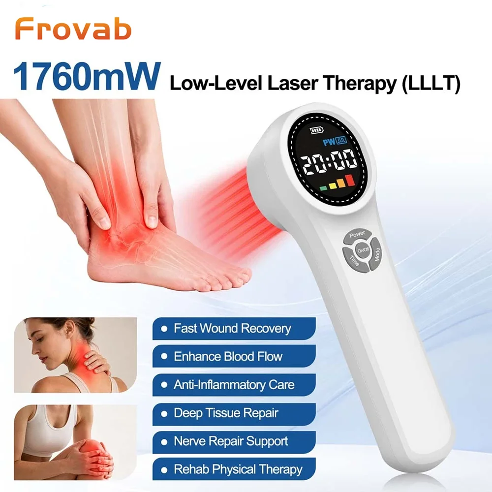 Frovab Class 4 Cold Laser Therapy Machine 660nm 810nm 980nm Red/NIR Light for Pain Management Home Professional Physiotherapy