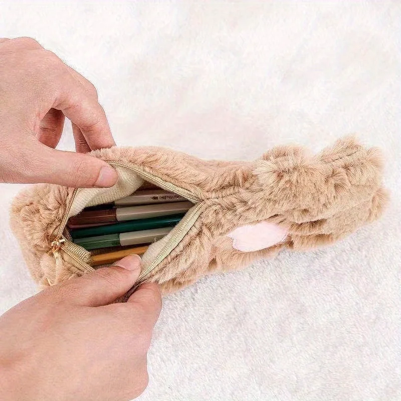Korean Style Ins Autumn and Winter Trendy Cute Cat Paw Pencil Case Large Capacity Stationery Bag Pencil Bag Cute Plush
