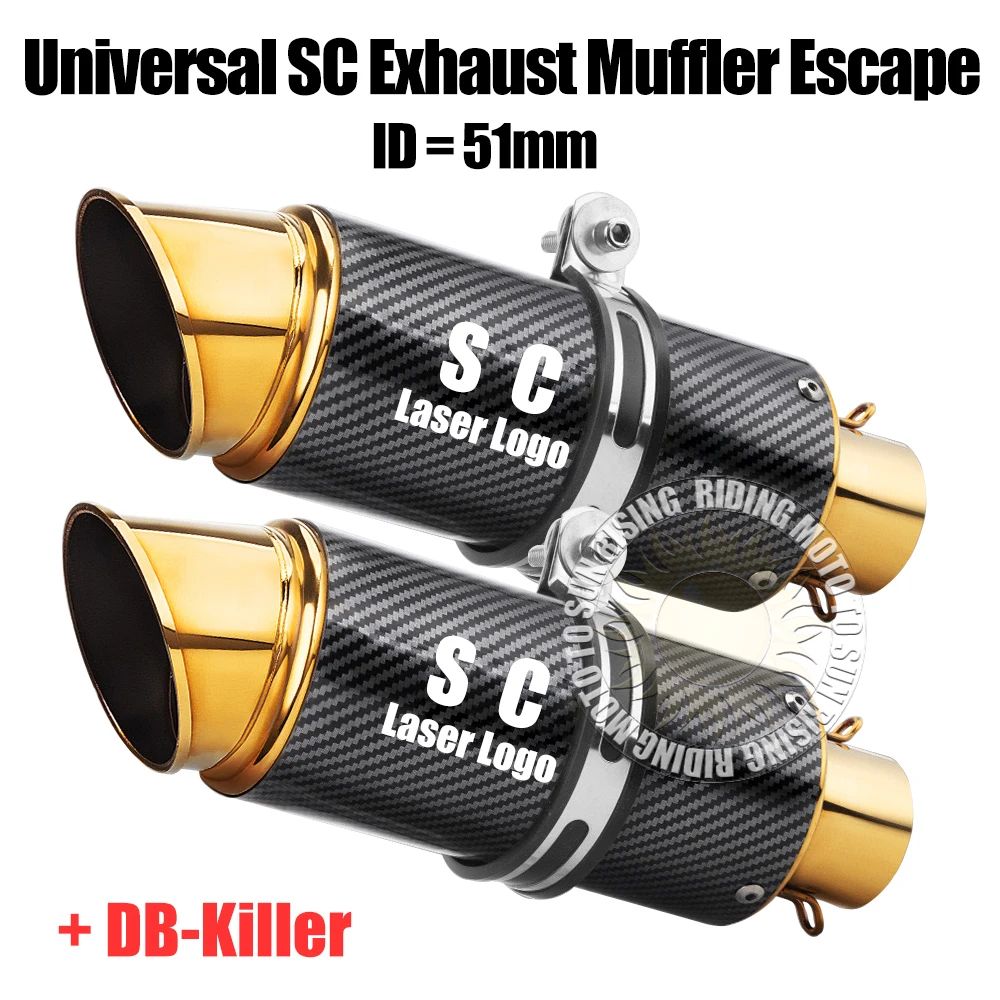 Gold Color 51mm Universal sc Motorcycle Exhaust Muffler Escape for Kawasaki Yamaha Honda Suzuki Motorcycle GP-project Accessorie