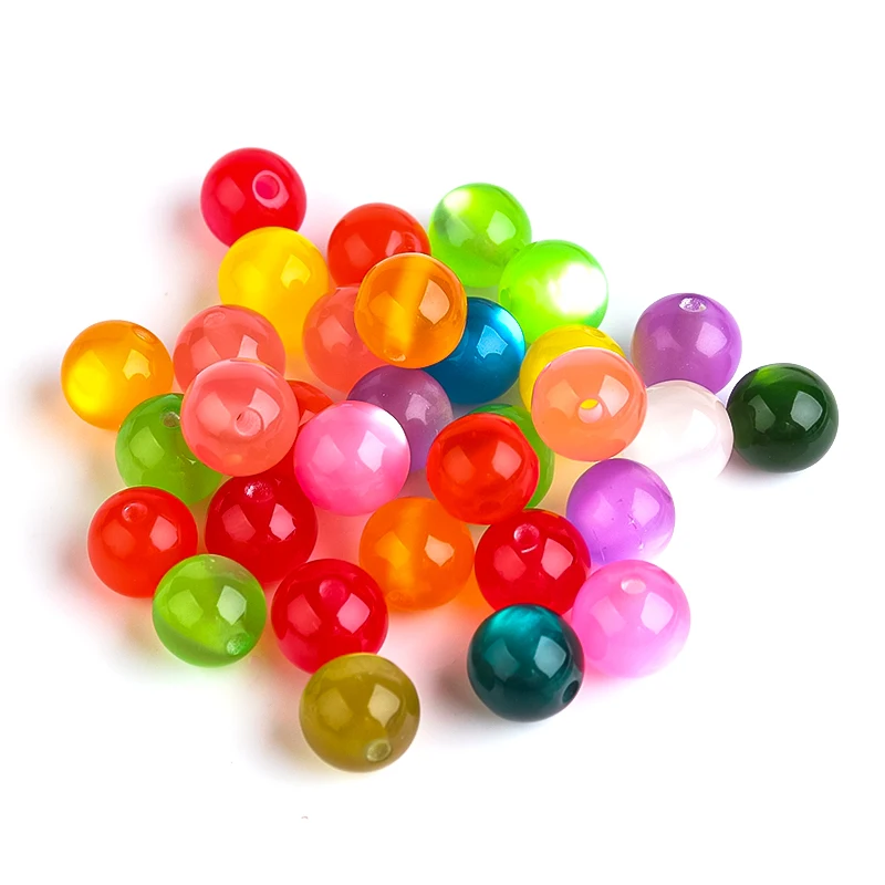 50/100Pcs Harz Cat Eye Perlen Bunte Runde Lose Perlen Für Handgemachte Herstellung Von Schmuck DIY Halskette Armband schlüssel Kette Zubehör