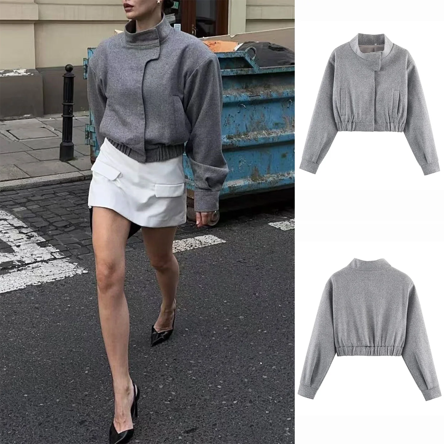 

Новое осеннее женское повседневное длинное пальто с воротником-стойкой, свободное пальто, мягкое шерстяное пальто Quali Pilot Jaet, полиэфирное волокно