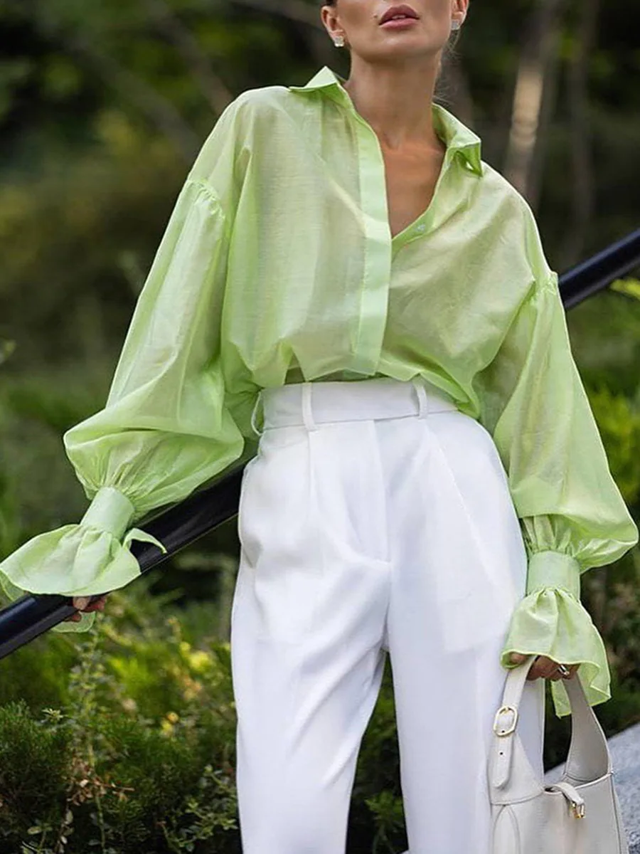 

Faion Повседневная свободная расклешенная воротник Sve irt Длинная све Тонкая летняя защита от ультрафиолета Анти-УФ Обычная длина Чистый цвет