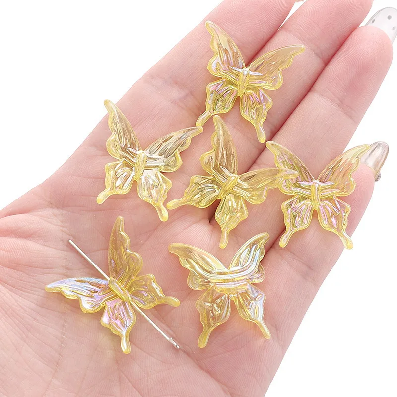 20Pcs Acrylic Clear AB Color Butterfly Beads for Crafts