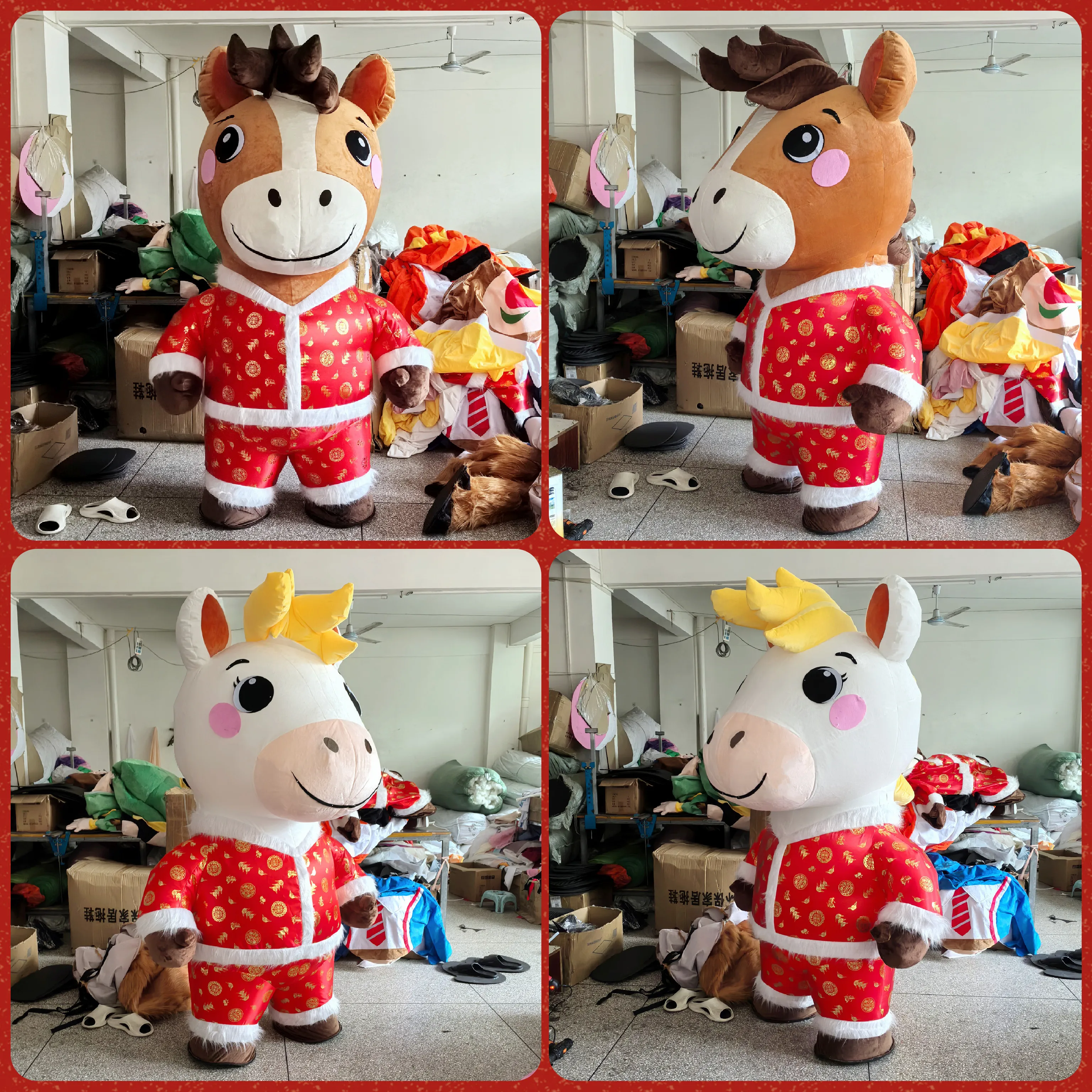 Riesiges aufblasbares Pferd Maskottchen Kostüm Erwachsene Cartoon Neujahr Kleidung Halloween Karneval Tier Cosplay Party Keine Batterie