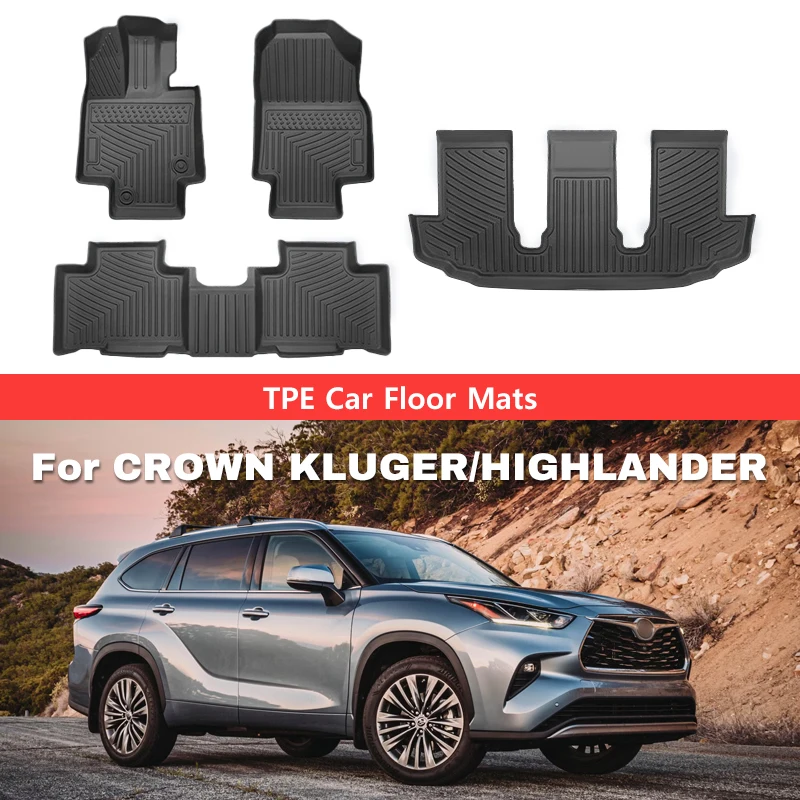 

Car Floor Mats for Toyota Highlander Crown Kluger Right Rudder 7-seater 2024 TPE All-weather Waterproof Non-slip Wear-resistant
