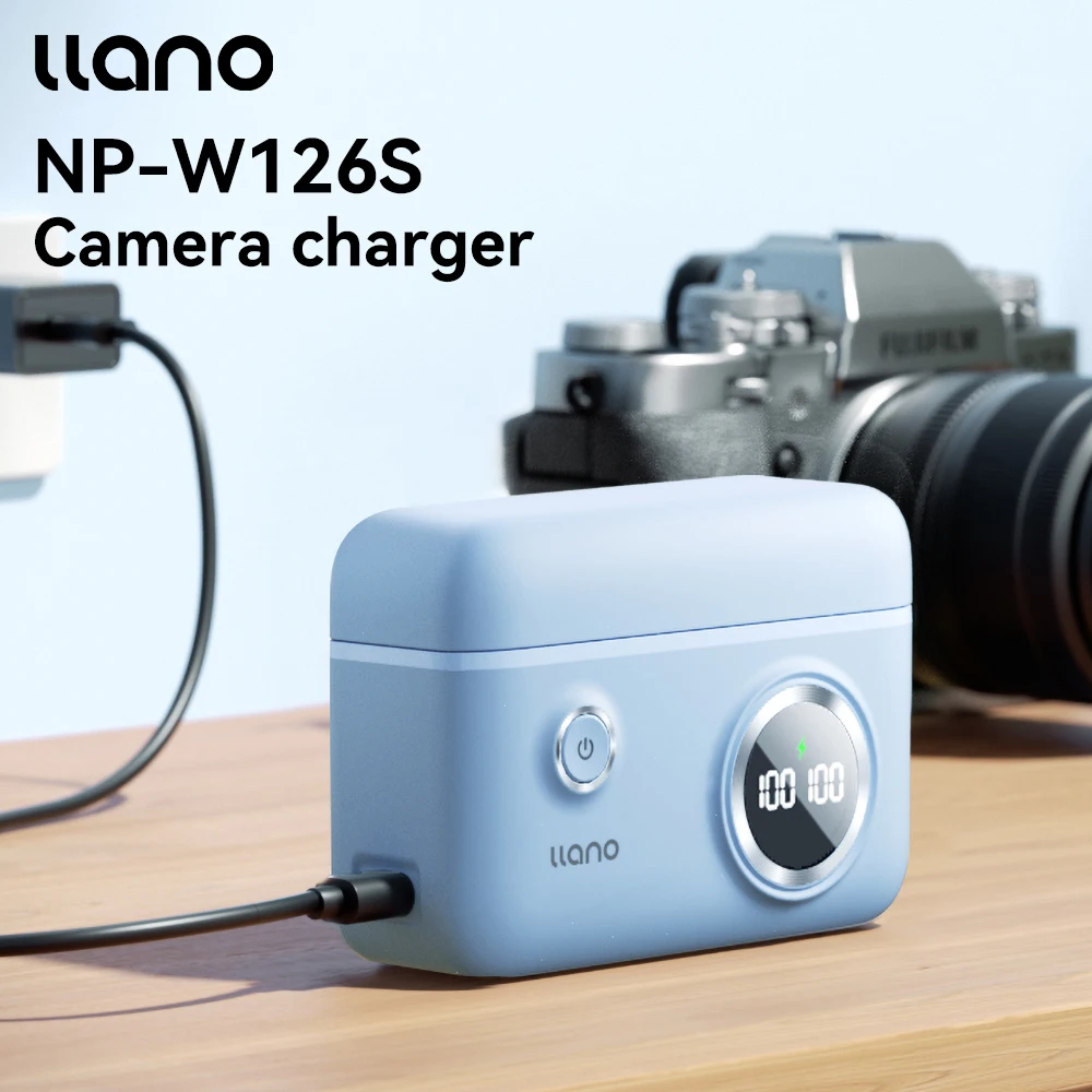 LLANO NP-W126s Camera Charger, Dual charging ports LED Display with SD Card Storage Function compatible with Fuji XT3 XT30 XT20