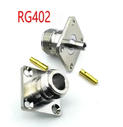 Engarce de montaje en Panel N hembra de 4 agujeros para cable semirrígido RG405 de 0.086 pulgadas