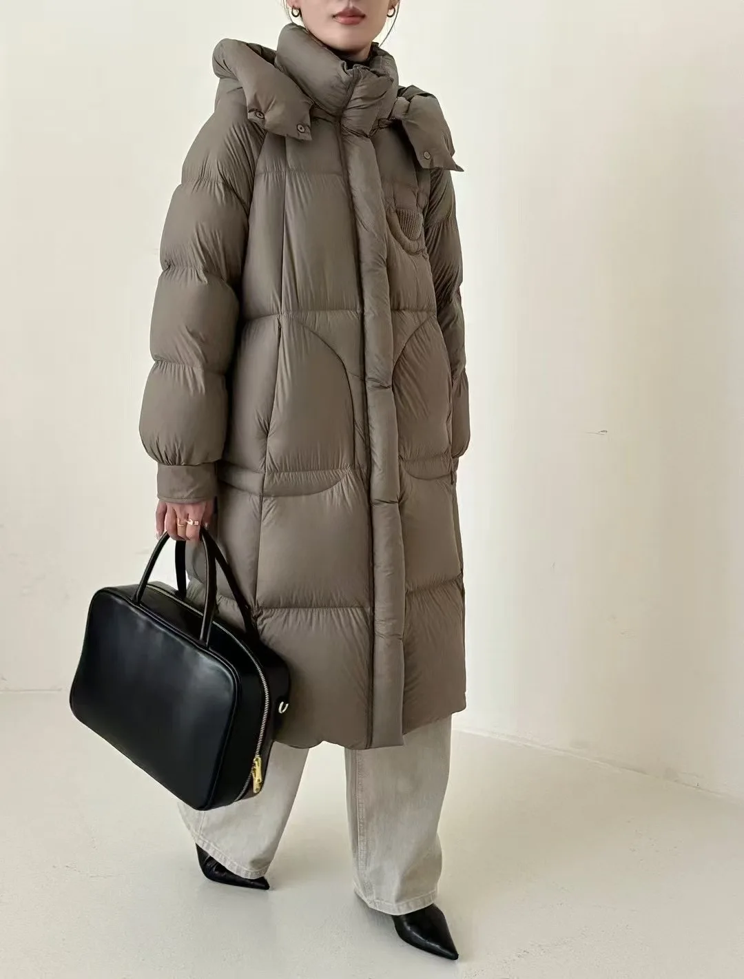 Hirsionsan ฤดูหนาวยาว Hooded PUFFER เสื้อผ้าผู้หญิงหลวมสบายๆเป็ดสีขาวลงแจ็คเก็ต Retro Streetwear Simple WARM Coat