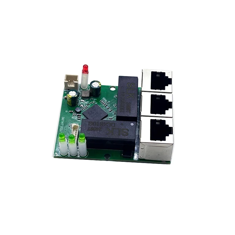 Módulo de interruptor Gigabit de 3/4 puertos, 5V-24V, placa PCBA, 3/4 puertos, 10/100/1000m, mini módulo de interruptor de puerto de contacto, cable din de 4 pines