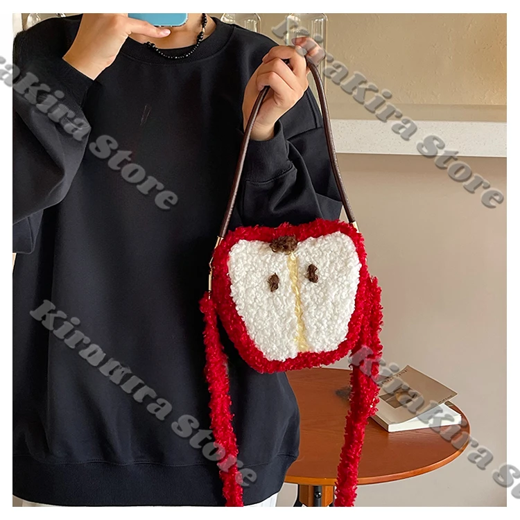 

Love and Deepspace Caleb Apple Christmas Handbag Cosplay Crossbody Bags Cute Messenger Knitted Wools Bag Anime Hop-pocket