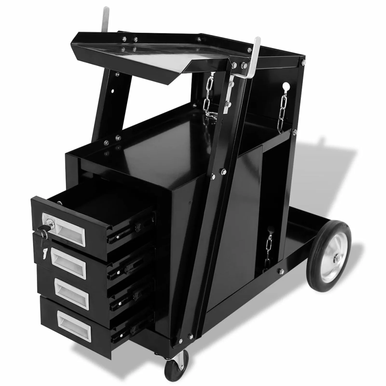 Welding Cart with 4 Drawers for MIG Welder TIG Welder and Plasma Cutter Heavy Duty Large Storage 360° Rolling Welding Trolley