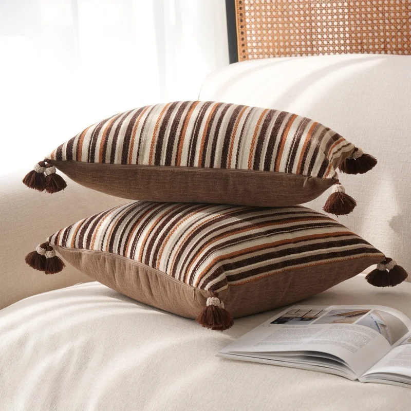 Retro Stripe Pillows Luxury Geometric Cushion Case Classical Decorative Pillow Cover For Sofa Chair Home Decorations