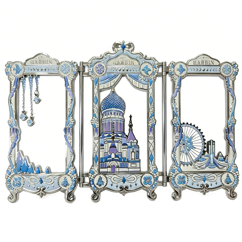 

Three-fold refrigerator sticker City scenic spot commemorative merchandise promotional gifts Magnetic paint relief