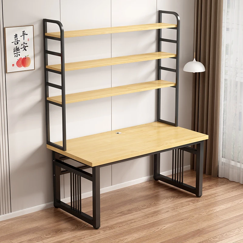 

Industrial White Wood Writing Desk Table Home Studio Office Computer Desk With Bookshelf