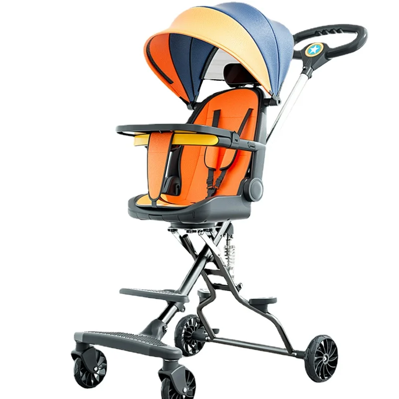 All-purpose Baby Strollers Lightweight Portable Baby Trolley Sit and Lie Down Foldable Baby Carriage 360° Universal Wheel Cart
