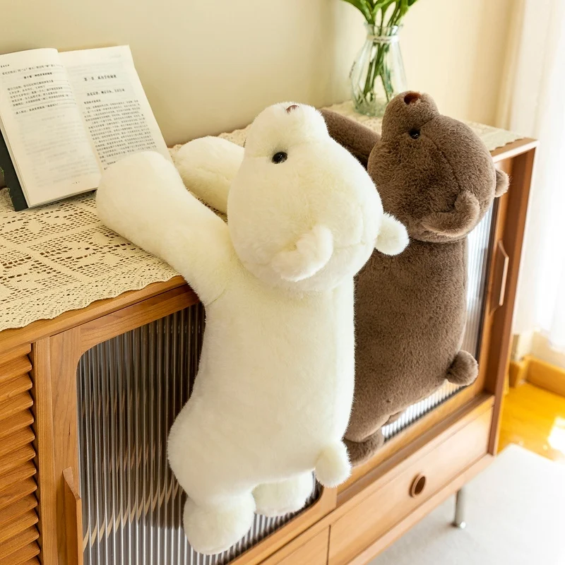 60/100CM Prone Polar Bear Brown Bear Plush Toy Arm Weighted Particle Soft Pillow To Give as a Gift To Friends