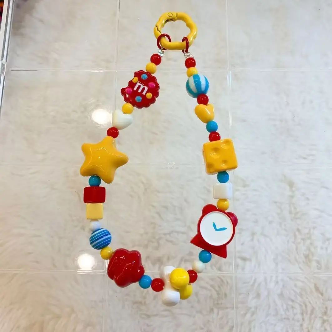 

Women's Pendant Rainbow Dopamine Beaded Mobile Phone Chain Bag Pendant Cute Original CCD Beaded Camera Pendant Fashion Simple