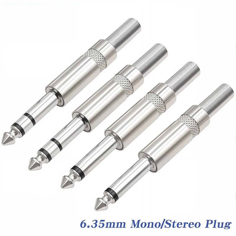 5 stücke 6,3 MM Mono/Stereo Audio Stecker Stecker Schweißen Linie Kopfhörer Stereo 1/4 6,35 MM 2/3 pole Metall Adapter