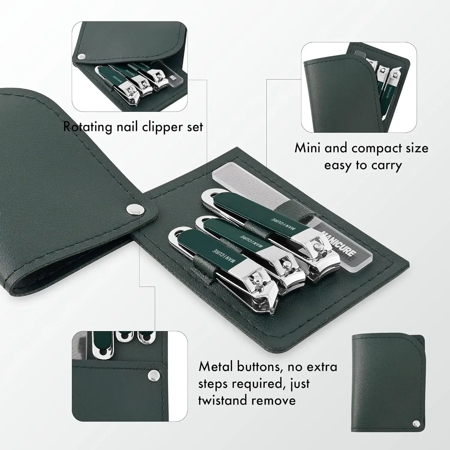 Kit de cortaúñas profesional para hombre/mujer, 4 Uds., juego de manicura, cortaúñas de acero inoxidable, Kit de aseo para manicura de viaje, cortaúñas