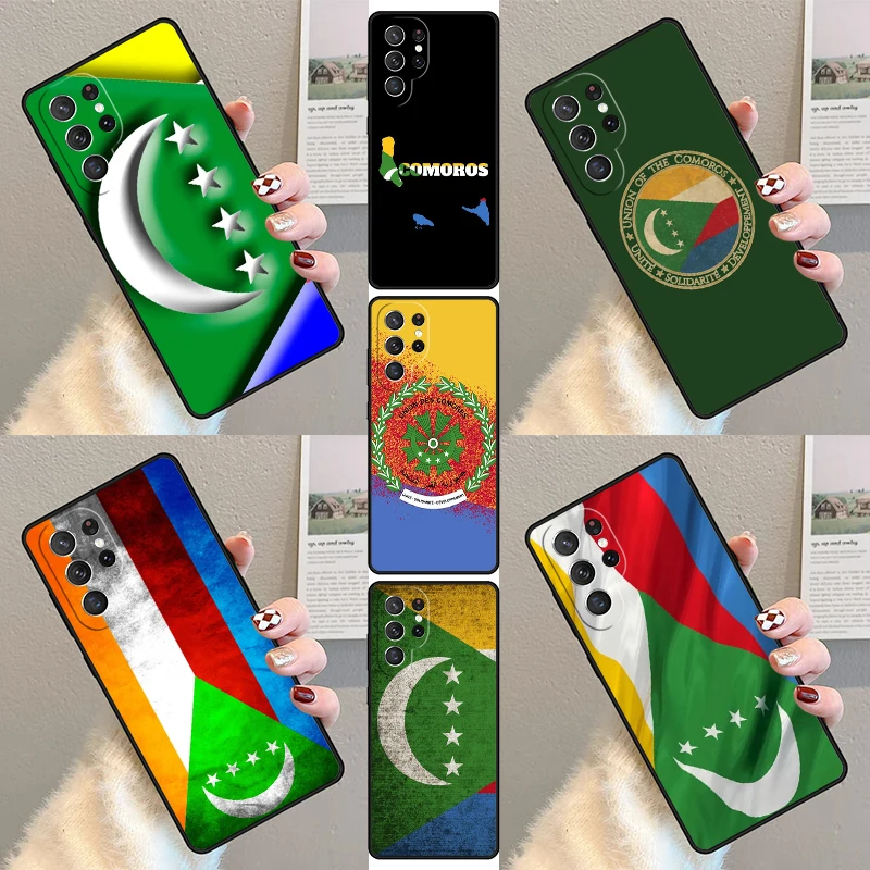 Comoros Flag Phone Case For Samsung Galaxy S23 S21 S20 FE S24 S22 Ultra Note20 S10 S9 S8 Plus Silicone Cover